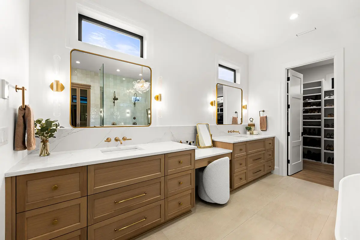 Photo of the primary suite bathroom of the Elysium luxury home by Affinity Homes